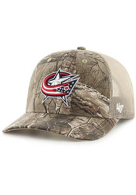 47 Columbus Blue Jackets REALTREE 47 TRUCKER Adjustable Hat - Brown