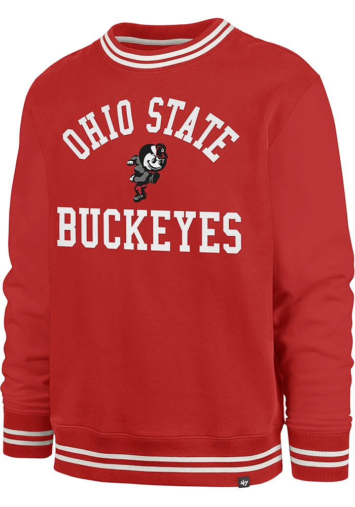 47 Ohio State Buckeyes Mens Red View Sierra Long Sleeve Fashion Sweatshirt