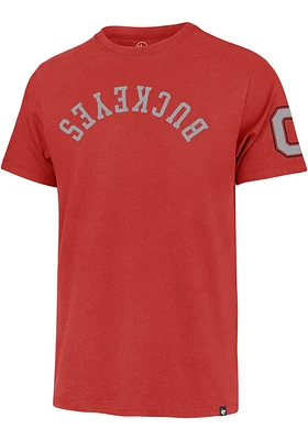 47 Ohio State Buckeyes Red Franklin Upside Down Short Sleeve Fashion T Shirt