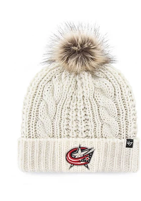 47 Columbus Blue Jackets Ivory Meeko Cuff Pom Womens Knit Hat