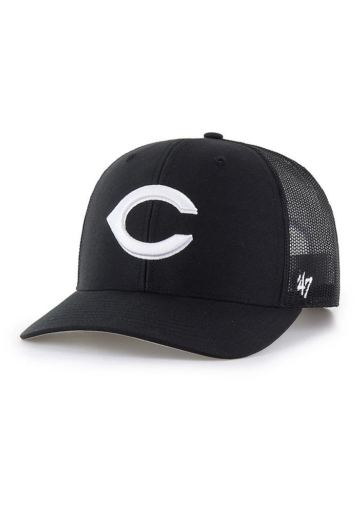 47 Cincinnati Reds White Logo Trucker Adjustable Hat - Black