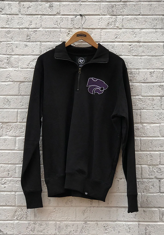 47 K-State Wildcats Mens Black Striker Long Sleeve Qtr Zip Fashion Pullover