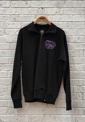 47 K-State Wildcats Mens Black Striker Long Sleeve Qtr Zip Fashion Pullover