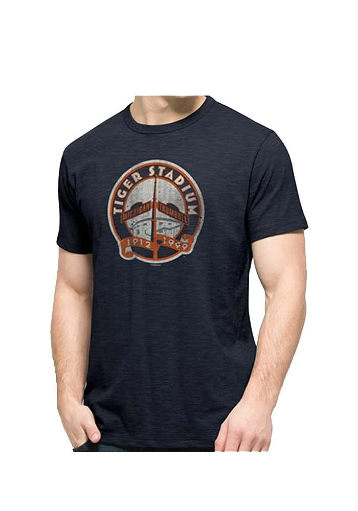 47 Detroit Tigers Navy Blue Stadium Logo Scrum Short Sleeve Fashion T Shirt