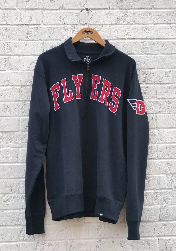 47 Dayton Flyers Mens Navy Blue Match Variety Long Sleeve Qtr Zip Fashion Pullover