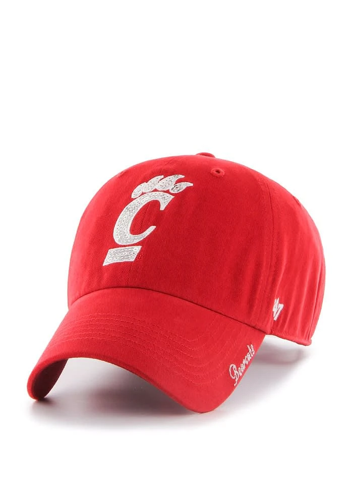 47 Cincinnati Bearcats Red Sparkle Logo Clean Up Womens Adjustable Hat