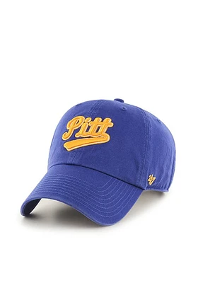 47 Pitt Panthers Vintage Wordmark Clean Up Adjustable Hat - Blue