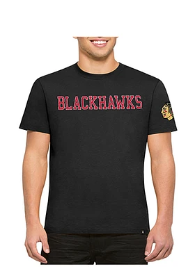47 Chicago Blackhawks Black Wordmark Fieldhouse Short Sleeve Fashion T Shirt