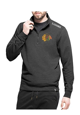 47 Chicago Blackhawks Mens Black Forward Compete Long Sleeve Qtr Zip Pullover