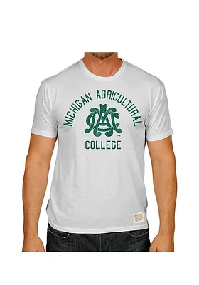 Original Retro Brand Michigan State Spartans White Agricultural College Short Sleeve Fashion T Shi..
