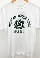 Original Retro Brand Michigan State Spartans White Agricultural College Short Sleeve Fashion T Shi..