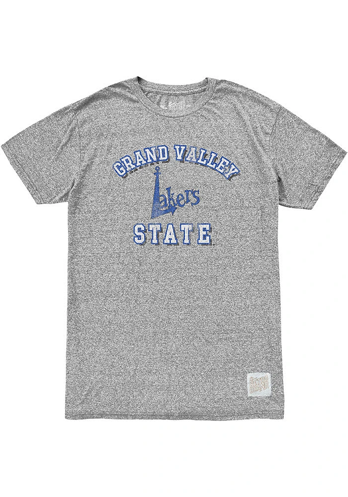 Original Retro Brand Grand Valley State Lakers Grey Number One Short Sleeve Fashion T Shirt