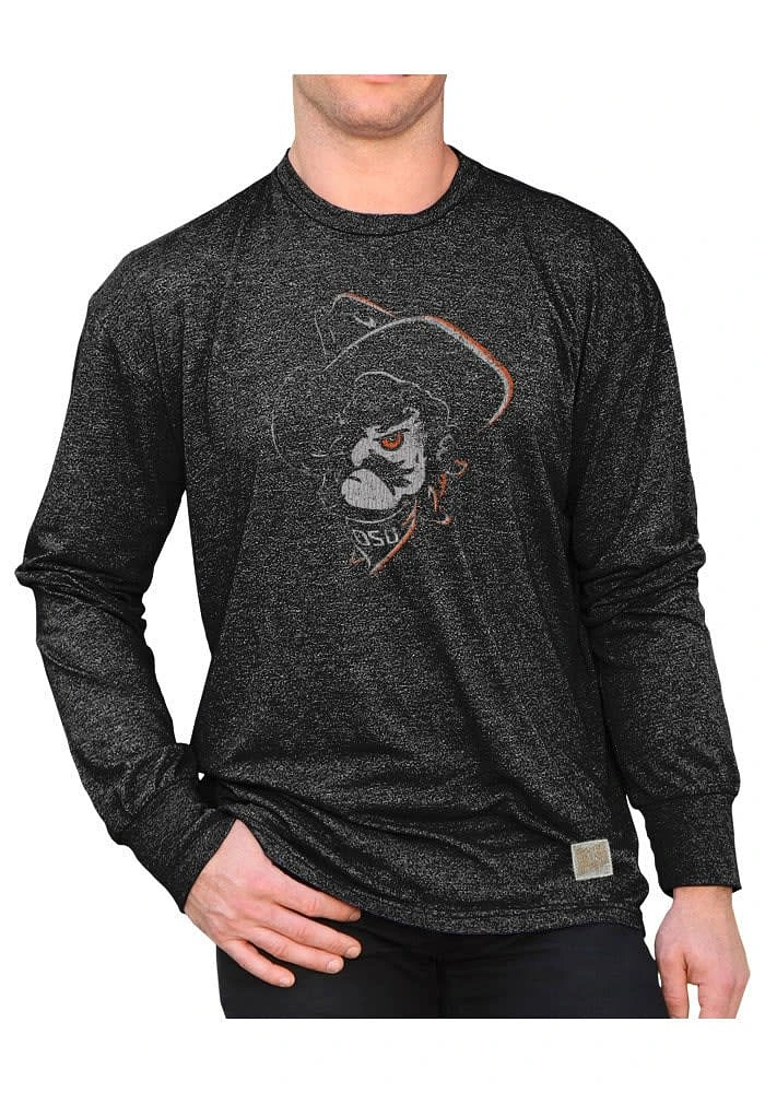 Original Retro Brand Oklahoma State Cowboys Black Mock Twist Long Sleeve Fashion T Shirt