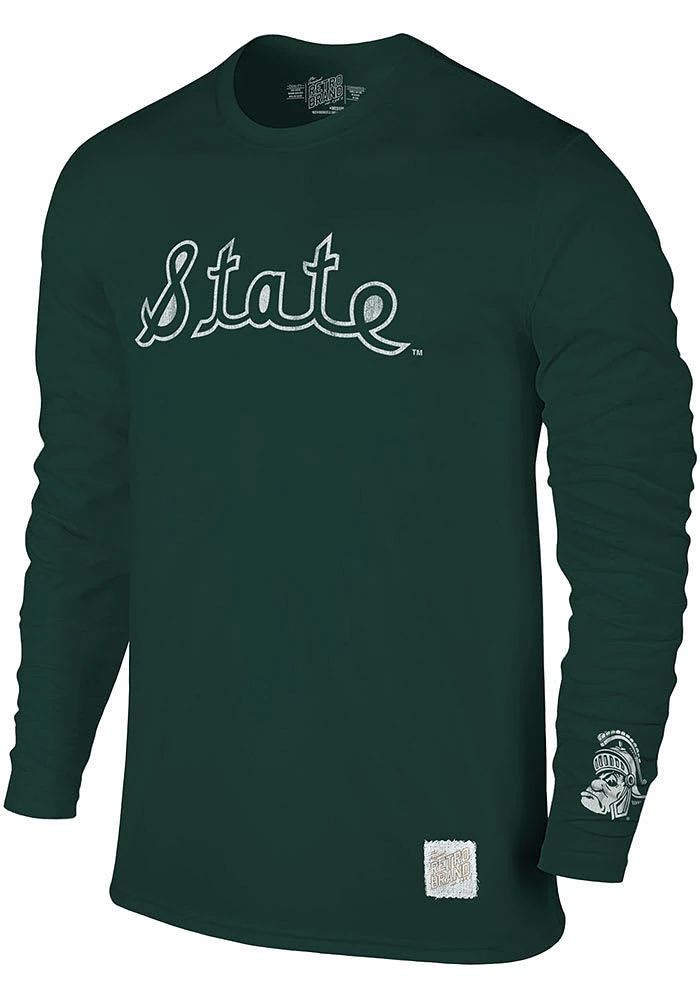 Original Retro Brand Michigan State Spartans Green Long Sleeve Fashion T Shirt