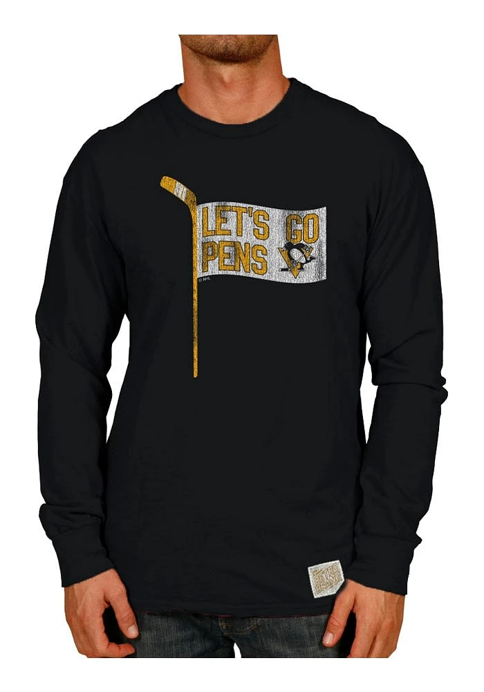 Original Retro Brand Pittsburgh Penguins Black Slub Long Sleeve Fashion T Shirt