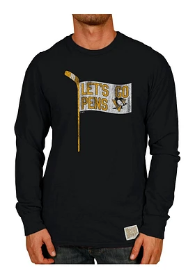 Original Retro Brand Pittsburgh Penguins Black Slub Long Sleeve Fashion T Shirt