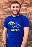 Original Retro Brand Kansas Jayhawks Blue Big Logo Short Sleeve Fashion T Shirt