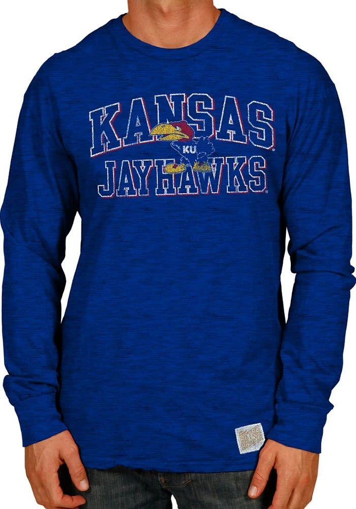 Original Retro Brand Kansas Jayhawks Blue Number 1 Design Long Sleeve Fashion T Shirt