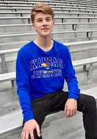 Original Retro Brand Kansas Jayhawks Blue Number 1 Design Long Sleeve Fashion T Shirt