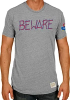 Original Retro Brand Kansas Jayhawks Grey Beware Short Sleeve Fashion T Shirt