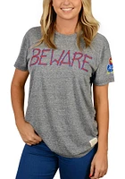 Original Retro Brand Kansas Jayhawks Grey Beware Short Sleeve Fashion T Shirt