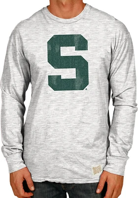 Original Retro Brand Michigan State Spartans White Slub Long Sleeve Fashion T Shirt