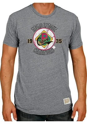 Original Retro Brand Pittsburgh Crawfords Grey 1935 Champs Graphic Short Sleeve Fashion T Shirt