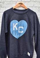 Original Retro Brand Kansas City Monarchs Mens Navy Blue Heart Long Sleeve Fashion Swe..
