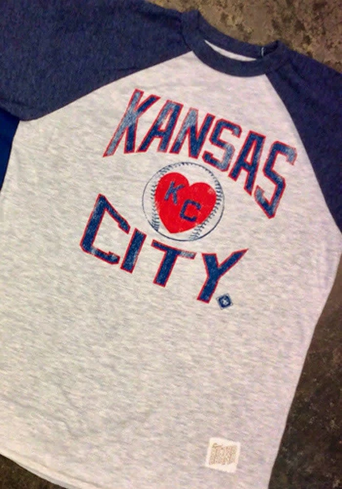 Original Retro Brand Kansas City Monarchs Navy Blue Heart Short Sleeve T Shirt