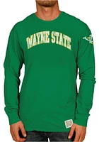 Original Retro Brand Wayne State Warriors Green Arch Long Sleeve Fashion T Shirt