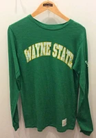 Original Retro Brand Wayne State Warriors Green Arch Long Sleeve Fashion T Shirt