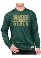 Original Retro Brand Wayne State Warriors Green Mock Twist Long Sleeve Fashion T Shirt