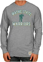 Original Retro Brand Wayne State Warriors Grey Triblend Long Sleeve Fashion T Shirt