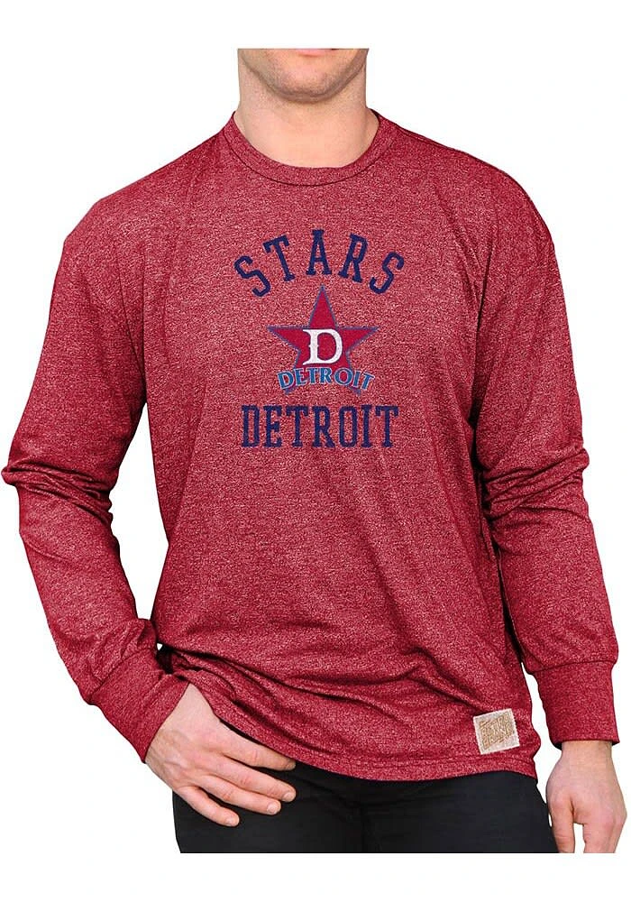 Original Retro Brand Detroit Stars Red Mock Twist Long Sleeve Fashion T Shirt