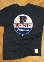 Original Retro Brand Cleveland Buckeyes Navy Blue Mock Twist Short Sleeve Fashion T Shirt