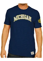 Original Retro Brand Michigan Wolverines Blue Arch Short Sleeve Fashion T Shirt