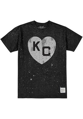Original Retro Brand Kansas City Monarchs Black Mono Heart Short Sleeve Fashion T Shirt