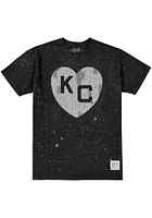Original Retro Brand Kansas City Monarchs Black Mono Heart Short Sleeve Fashion T Shirt