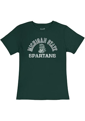 Original Retro Brand Michigan State Spartans Womens Green Vintage Design Short Sleeve T-Shirt