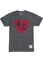 Original Retro Brand Kansas City Monarchs Charcoal Heart Short Sleeve Fashion T Shirt
