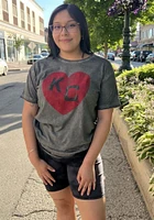 Original Retro Brand Kansas City Monarchs Charcoal Heart Short Sleeve Fashion T Shirt