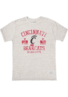 Original Retro Brand Cincinnati Bearcats Grey Triblend Number One Distressed Short Sleeve Fashio..