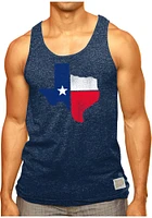 Original Retro Brand Texas Mens Navy Blue State Shape w/flag Short Sleeve Tank Top