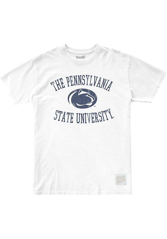 Original Retro Brand Penn State Nittany Lions White Full School Name Short Sleeve Fashion T Shirt