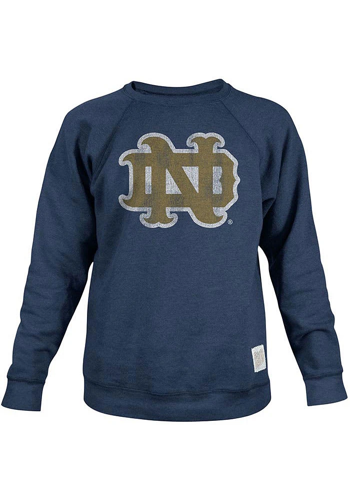 Original Retro Brand Notre Dame Fighting Irish Mens Navy Blue Locked Logo Long Sleeve Fashion Swea..