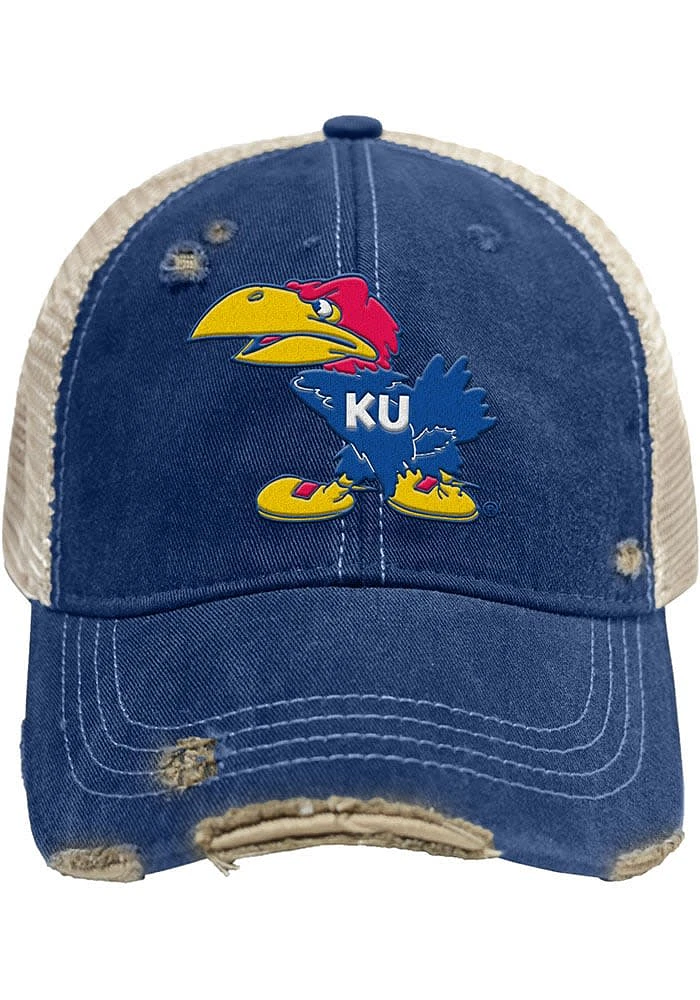 Kansas Jayhawks Retro 2T Meshback Adjustable Hat - Blue