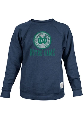 Original Retro Brand Notre Dame Fighting Irish Mens Navy Blue Seal Long Sleeve Fashion Sweatshirt