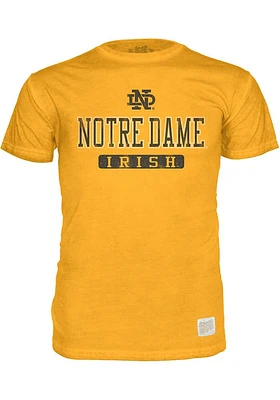 Original Retro Brand Notre Dame Fighting Irish Gold Oil Wash Short Sleeve Fashion T Shirt