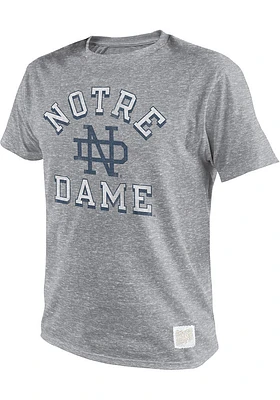 Original Retro Brand Notre Dame Fighting Irish Grey Vintage Number One Graphic Short Sleeve Fashio..