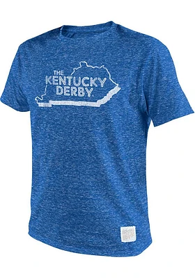 Original Retro Brand Kentucky Blue State Shape Short Sleeve Fashion T Shirt